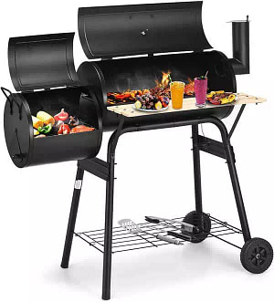 Giantex-BBQ-Charcoal-Grill-with-Offset-Smoker,-Thermometer-and-Adjustable-Damper,-Meat-Cooker-Smoker-for-Backyard-Family-Gathering-and-Outdoor-Picnic